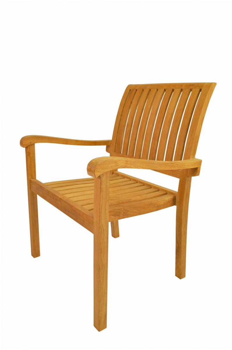 Teak Stackable Armchairs - "Aspen" Style (set of 4)