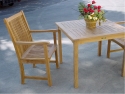 Teak Furniture Set of 4 qty.  “Chicago” Style Armchairs +  35" Square “Bahama” Style Table
