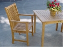 Teak Furniture Set of 4 qty.  “Chicago” Style Armchairs +  35" Square “Bahama” Style Table