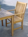 Teak Furniture Set of 4 qty.  “Chicago” Style Armchairs +  35" Square “Bahama” Style Table