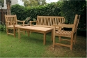 Teak Bench Classic 3-Seater 59" + 2 Classic Dining Armchairs + Bahama 47" Rectangular Coffee Table