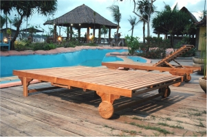 Teak Sun Lounger "Double Back" Style